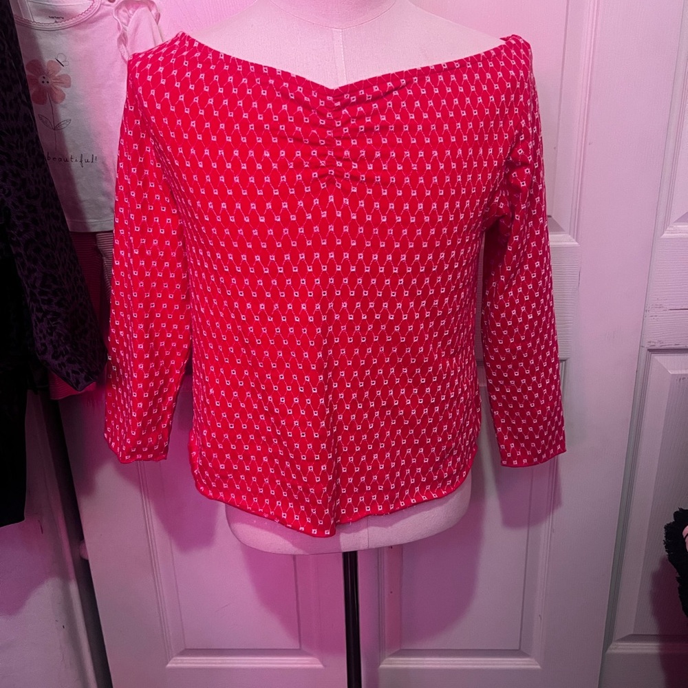 Free People Red Patterned Blouse
